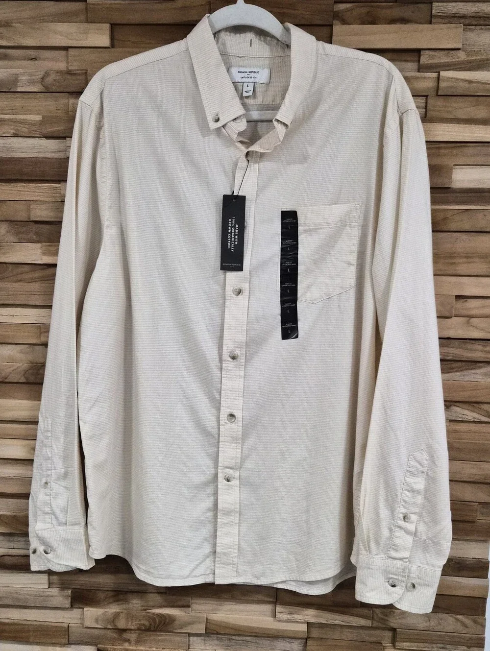 Banana Republic Cream Long-Sleeve Button-Down Shirt - Size L - New With Tags